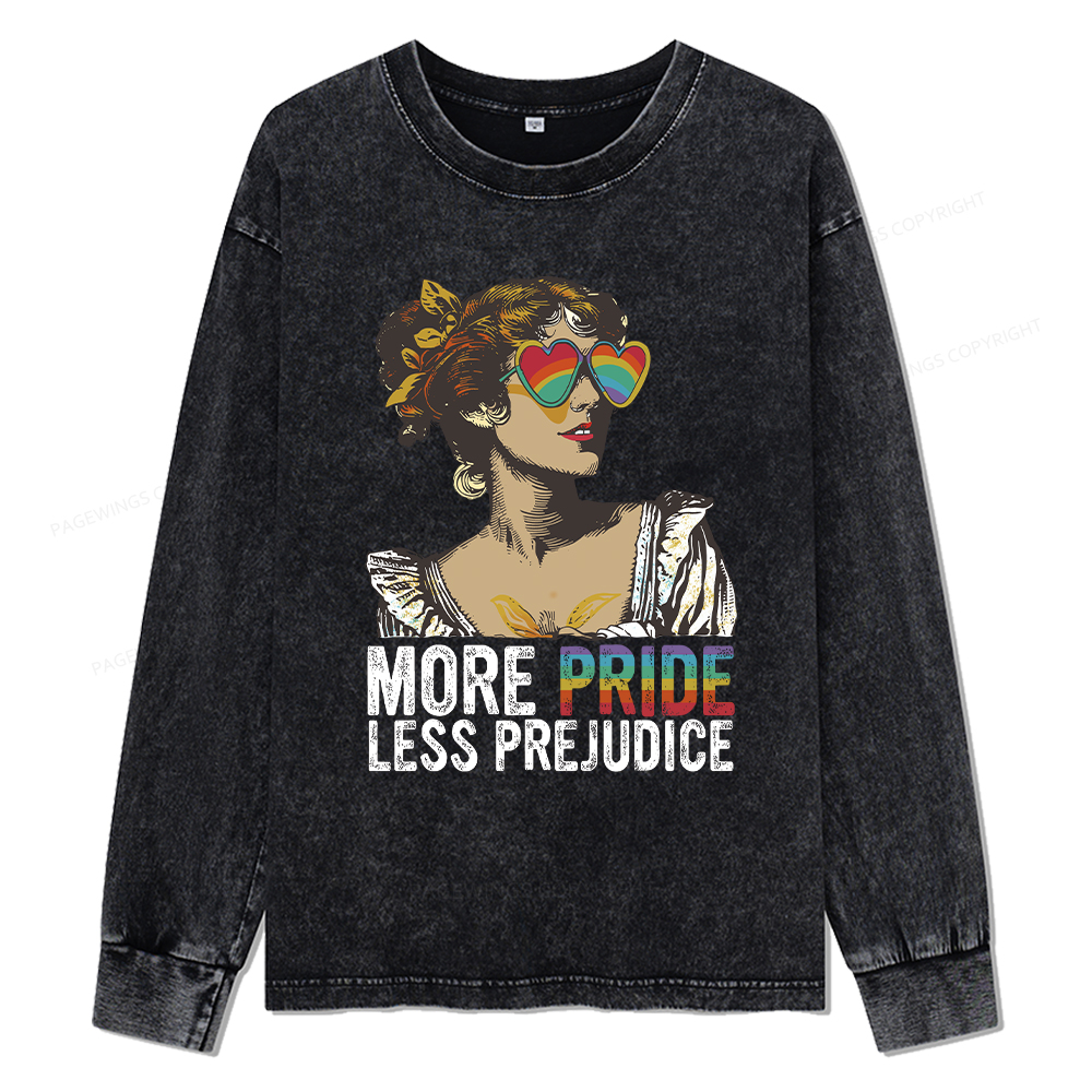 Pagewings More Pride Less Prejudice Unisex Washed Long Sleeve T-shirt
