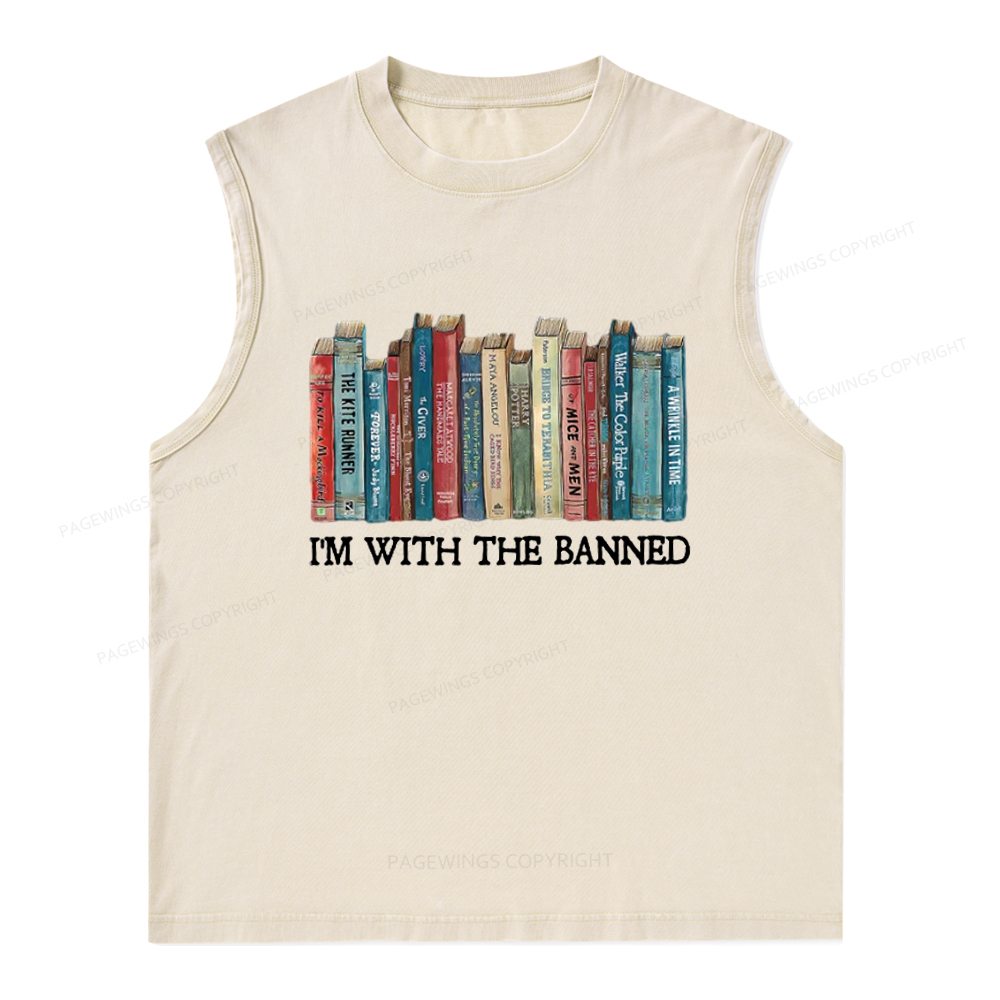 Pagewings I'm With The Banned Unisex Washed Tank Top