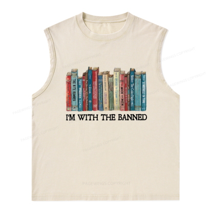 Pagewings I'm With The Banned Unisex Washed Tank Top