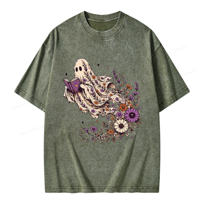 Pagewings Wildflower Ghost Unisex Washed T-shirt