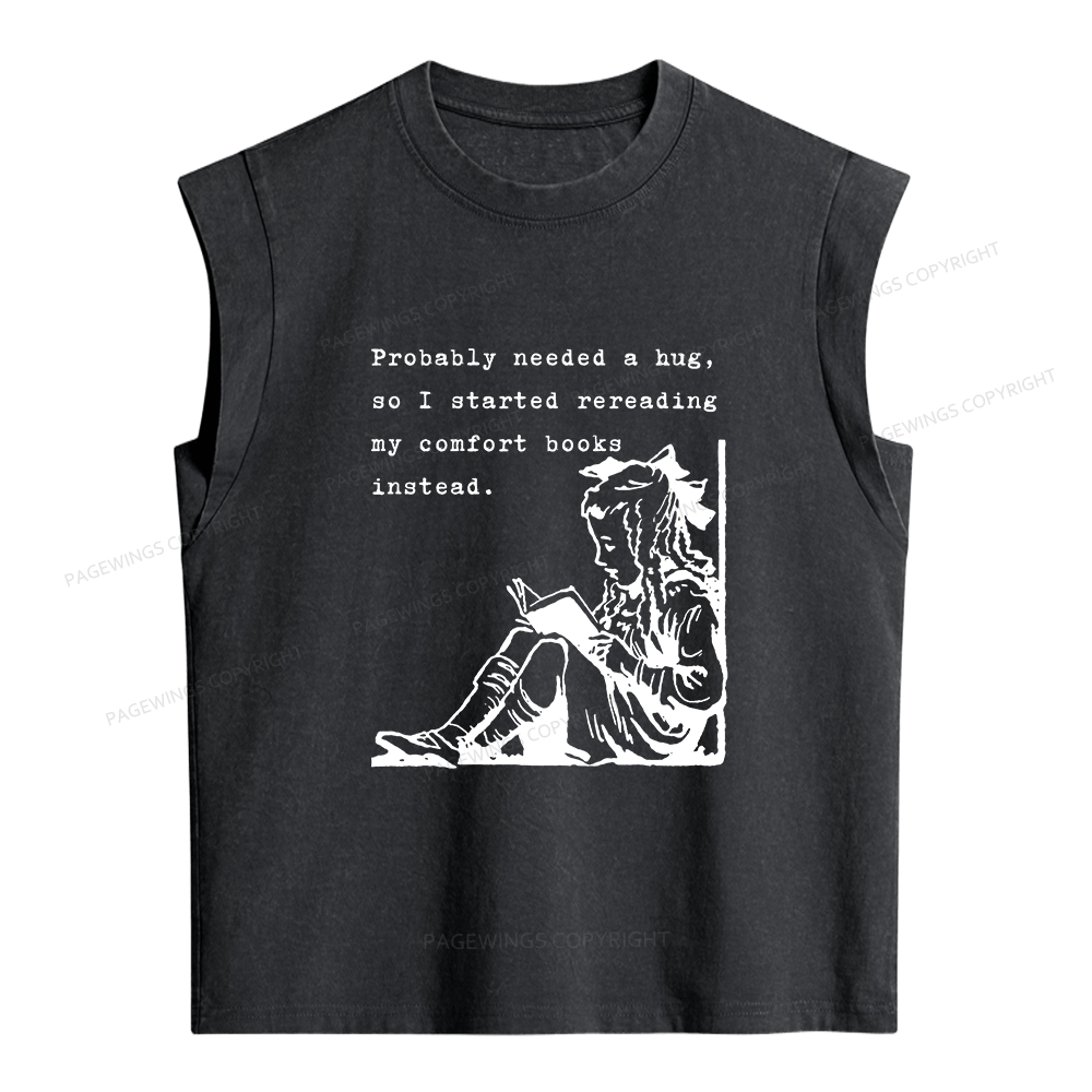 Pagewing My Comfort Books Instead Women's Washed Tank Top