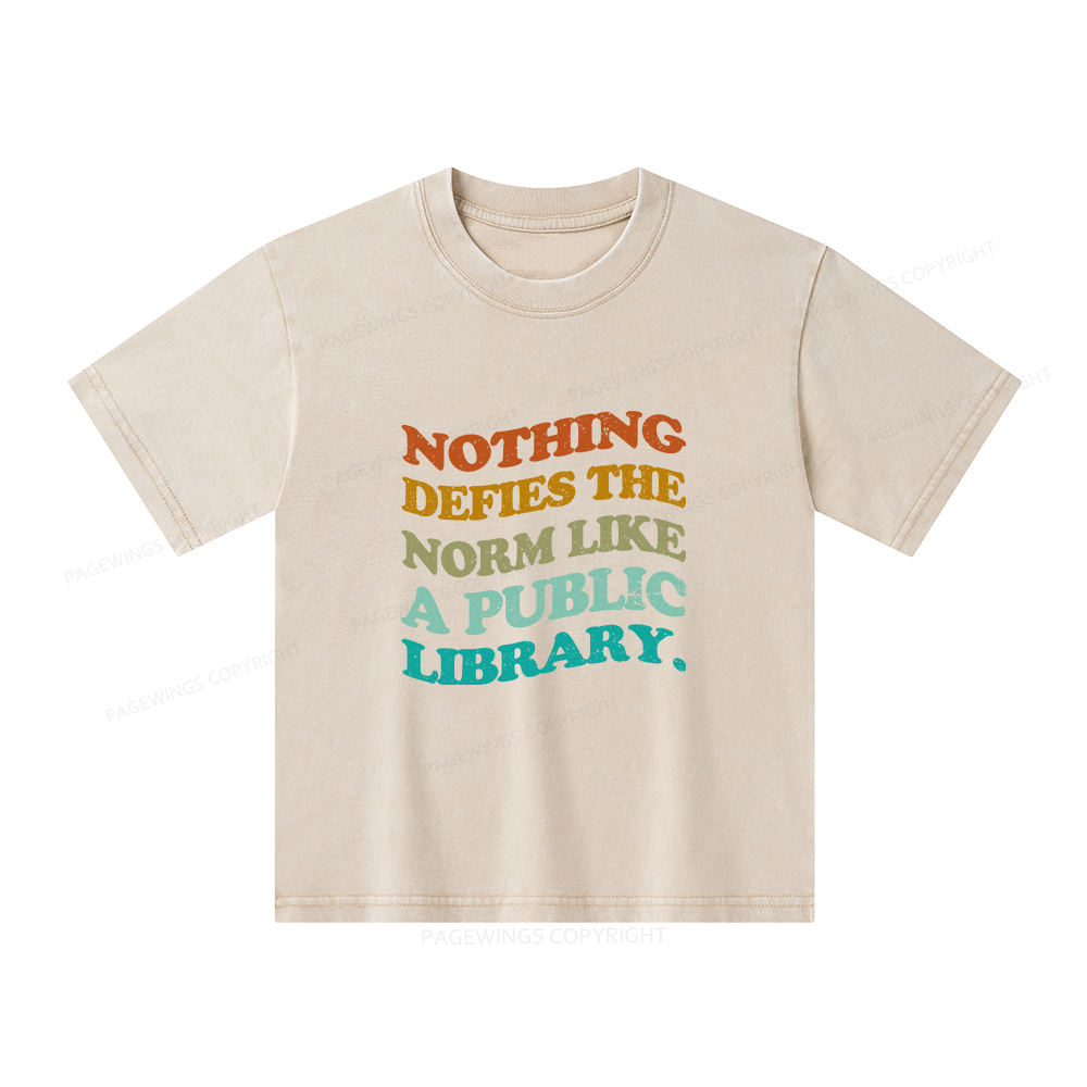 Pagewings Nothing defies the norm like a public library Unisex Kids Washed T-shirt