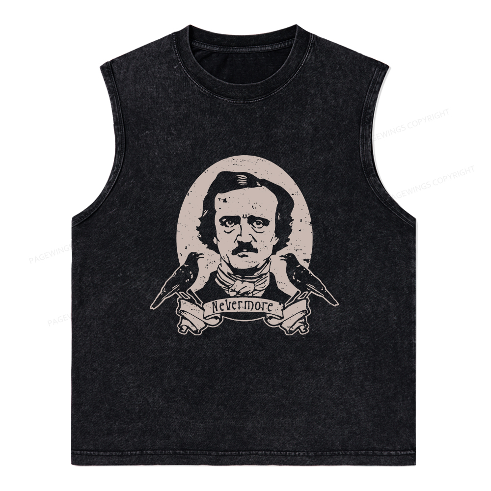 Pagewings Literary Vintage Stephen Allen King HP Lovecraft Book Unisex Washed Tank Top