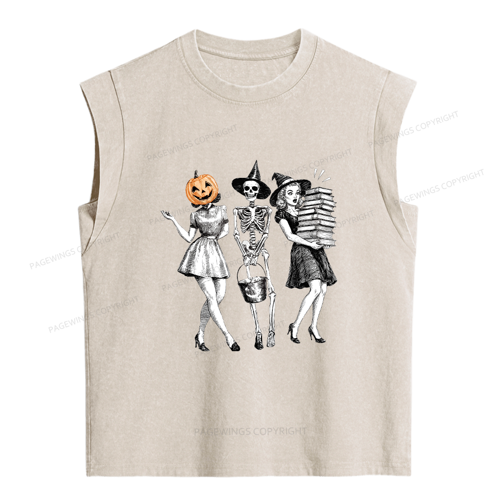 Pagewings Spooky Girl Squad Women's Washed Tank Top
