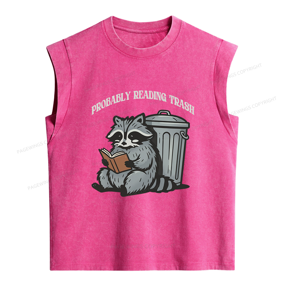 Pagewing Probably Reading Trash Women's Washed Tank Top