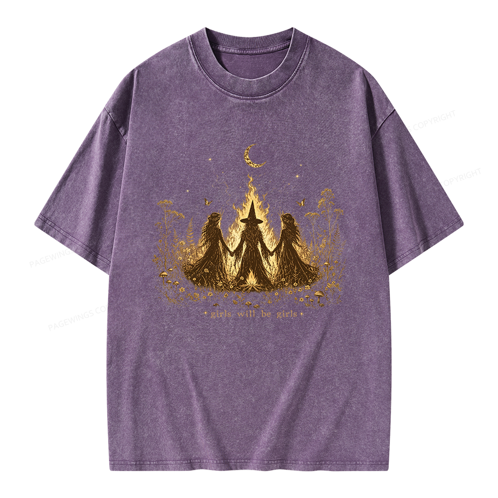Pagewings Girls Will Be Girls Unisex Washed T-shirt