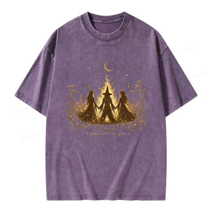 Pagewings Girls Will Be Girls Unisex Washed T-shirt