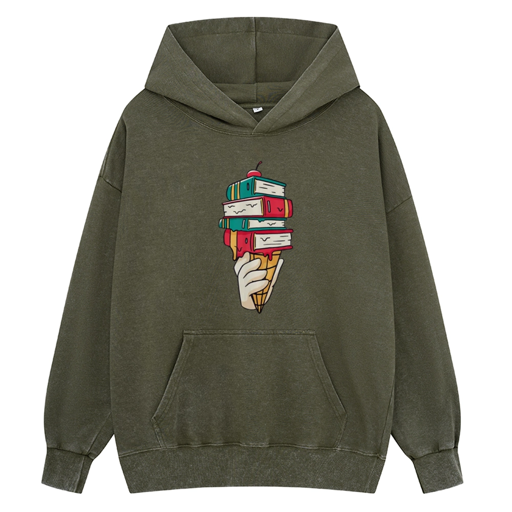 Pagewings Book Ice Cream Unisex Washed Hoodie