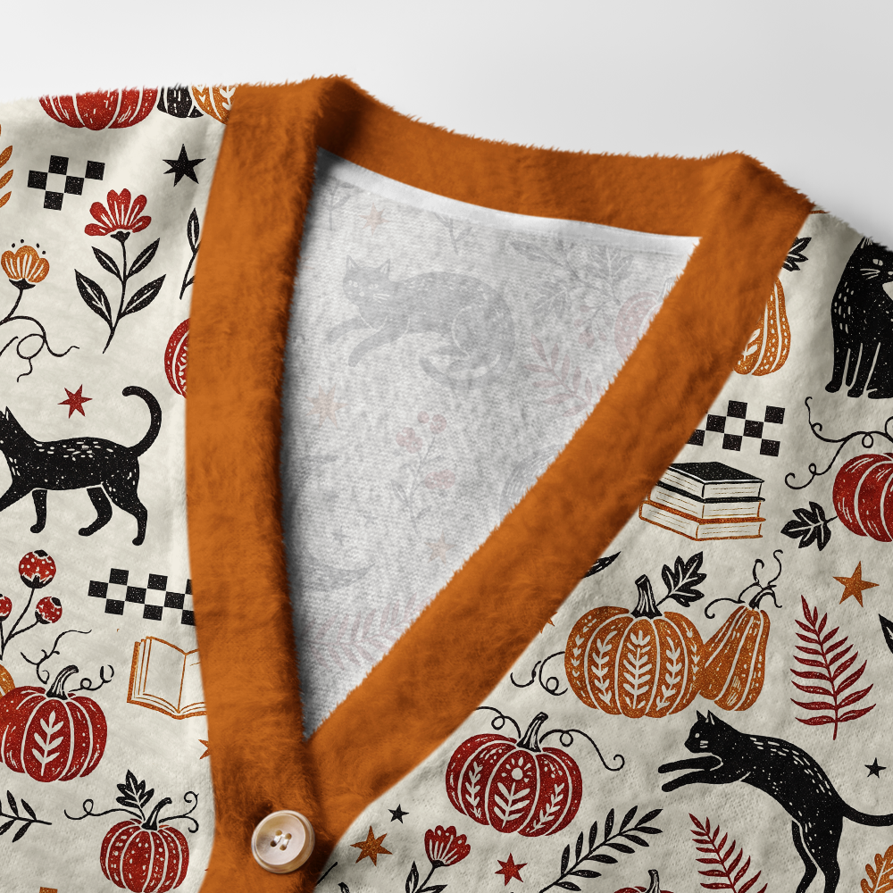 Pagewings Cat Book Lover Light Knit Unisex Cardigan Sweaters