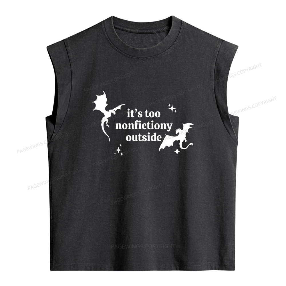 Pagewings It’s Too Nonfictiony Outside Women's Washed Tank Top