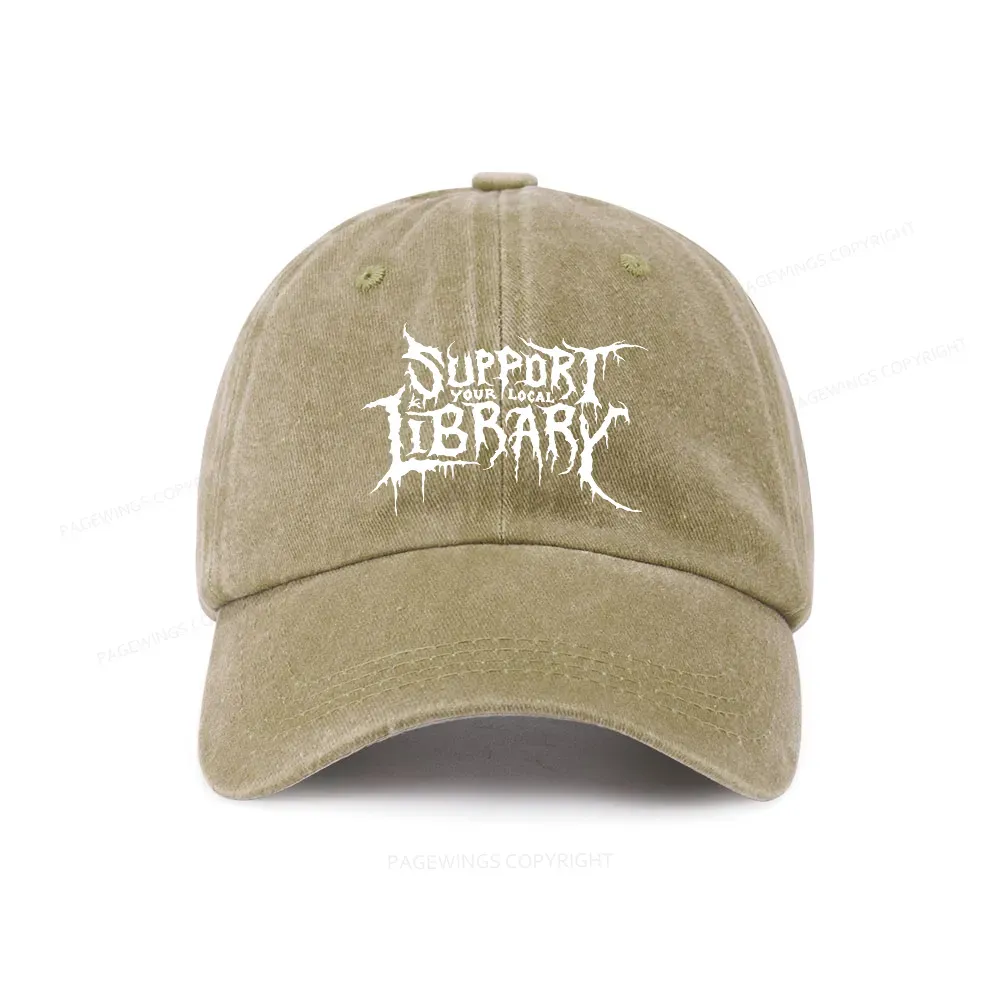 Pagewings Support Your Local Library Washed Cap