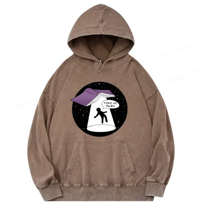 Pagewings Take Me Away Unisex Washed Hoodie