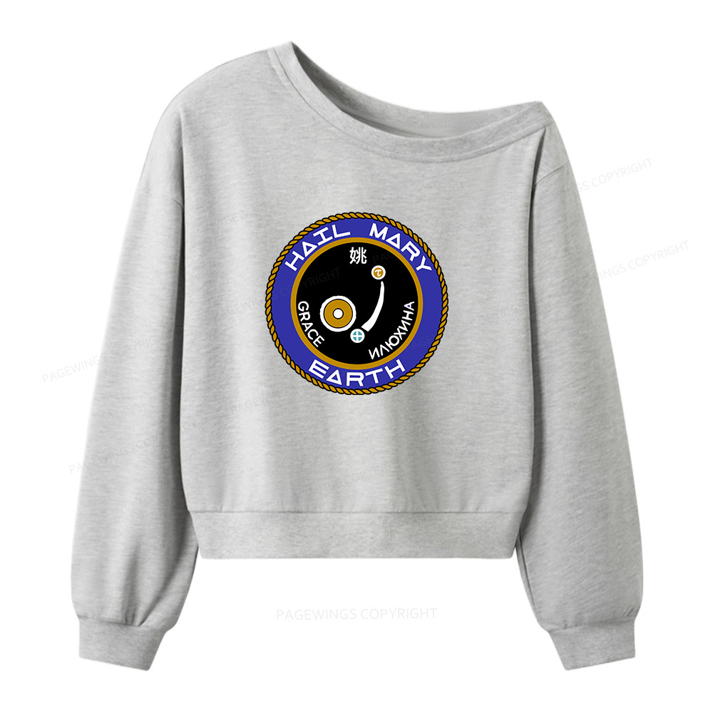 Pagewings Mission Patch Women Off  Shoulder Sweatshirt