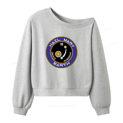 Pagewings Mission Patch Women Off  Shoulder Sweatshirt