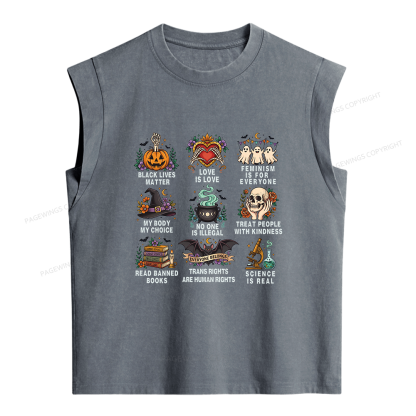 Pagewings Inclusive Halloween Women's Washed Tank Top