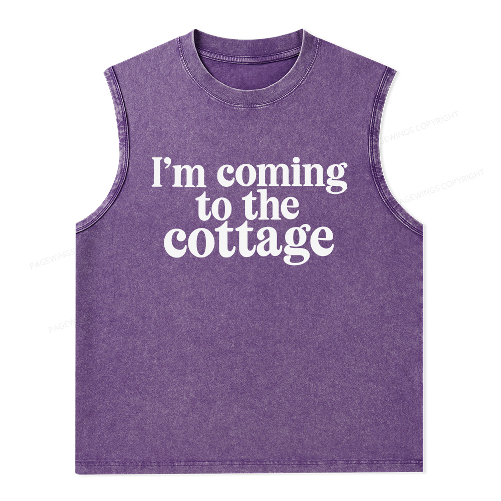 Pagewings I'm Coming To The Cottage Unisex Washed Tank Top