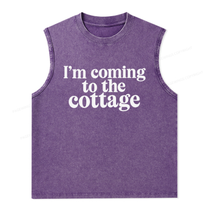 Pagewings I'm Coming To The Cottage Unisex Washed Tank Top