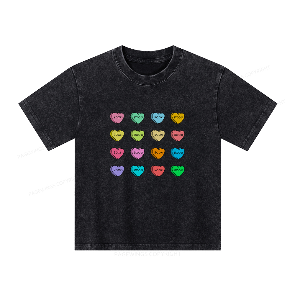 Pagewings Valentine's Day Librarian Unisex Kids Washed T-shirt