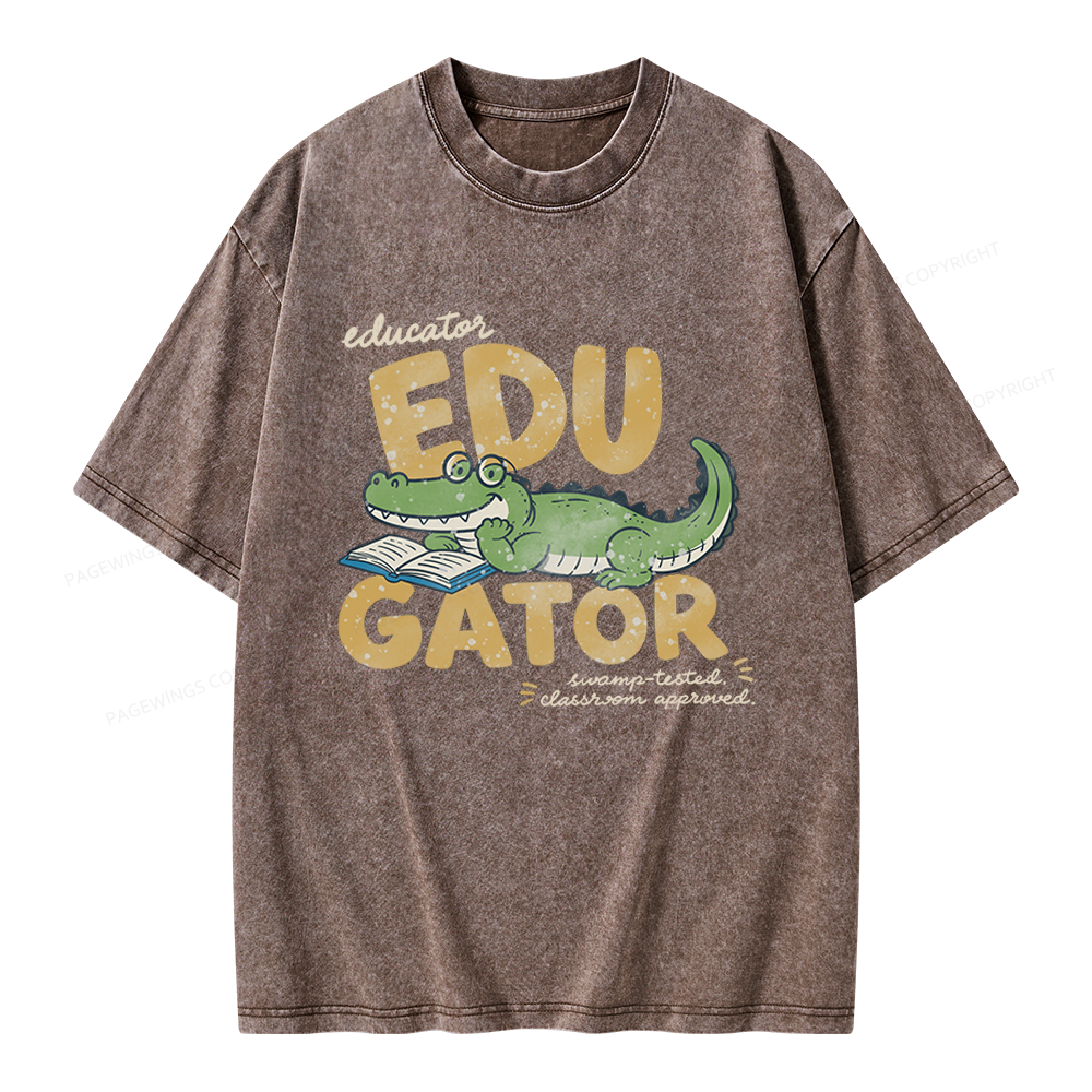 Pagewings Retro Alligator Unisex Washed T-shirt