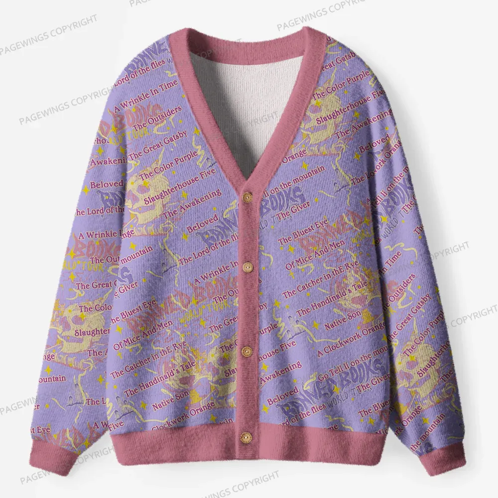 Pagewings Banned Books Unisex Ugly Cardigan Sweaters