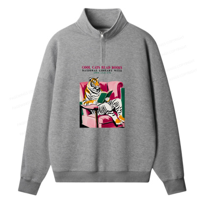 Pagewings Library Week Poster 1996 Unisex Half Zip Fleece Sweatshirt 