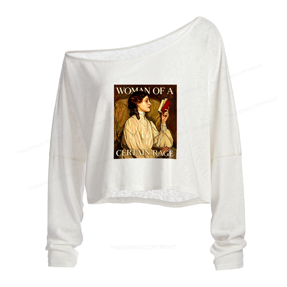 Pagewings Woman Of A Certain Rage Slouchy Long Sleeve Off Shoulder T-shirt