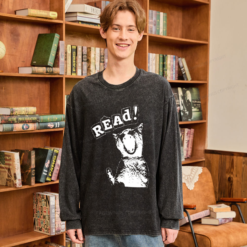 Pagewings Read Unisex Washed Long Sleeve T-shirt