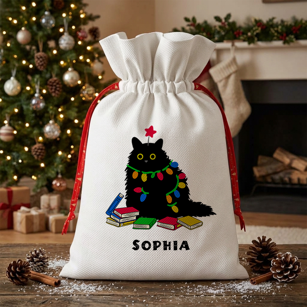 Pagewings Personalized Cat Christmas Christmas Santa Sack