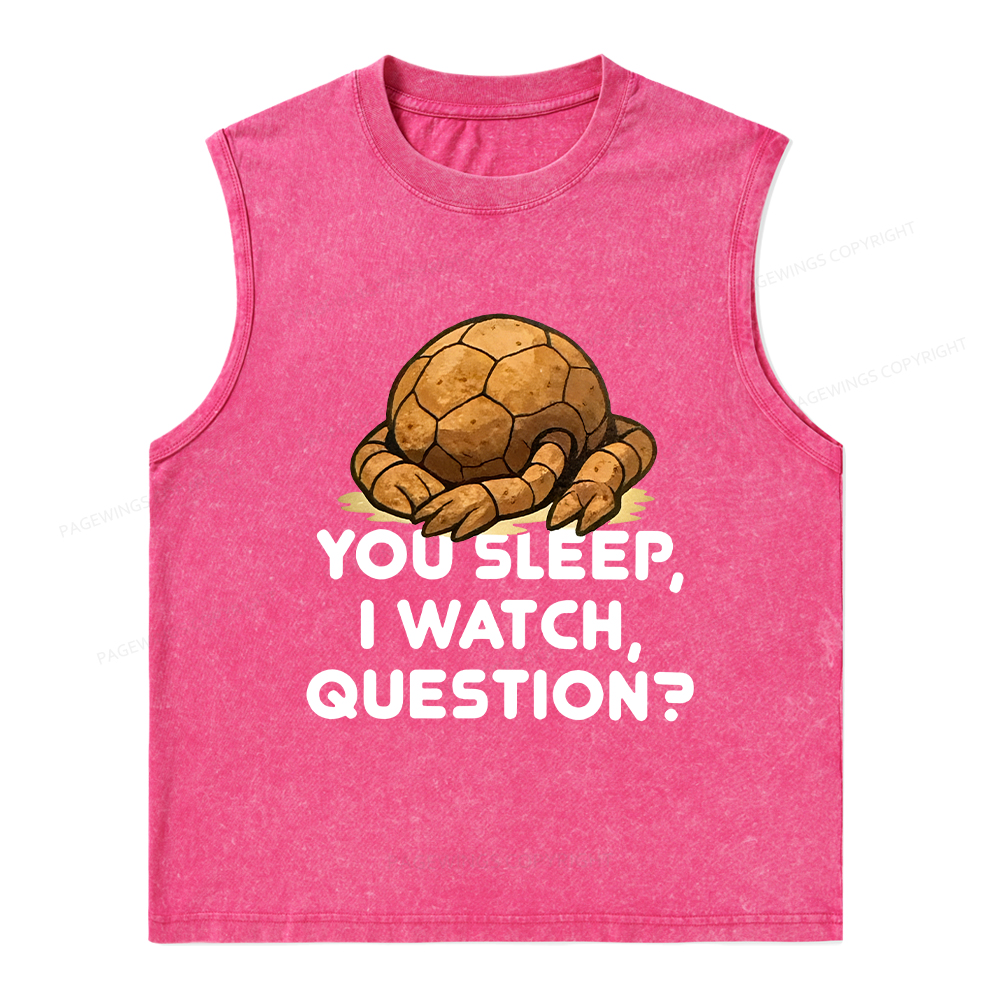 Pagewings You Sleep I Watch Question Unisex Washed Tank Top