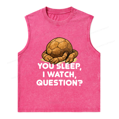 Pagewings You Sleep I Watch Question Unisex Washed Tank Top