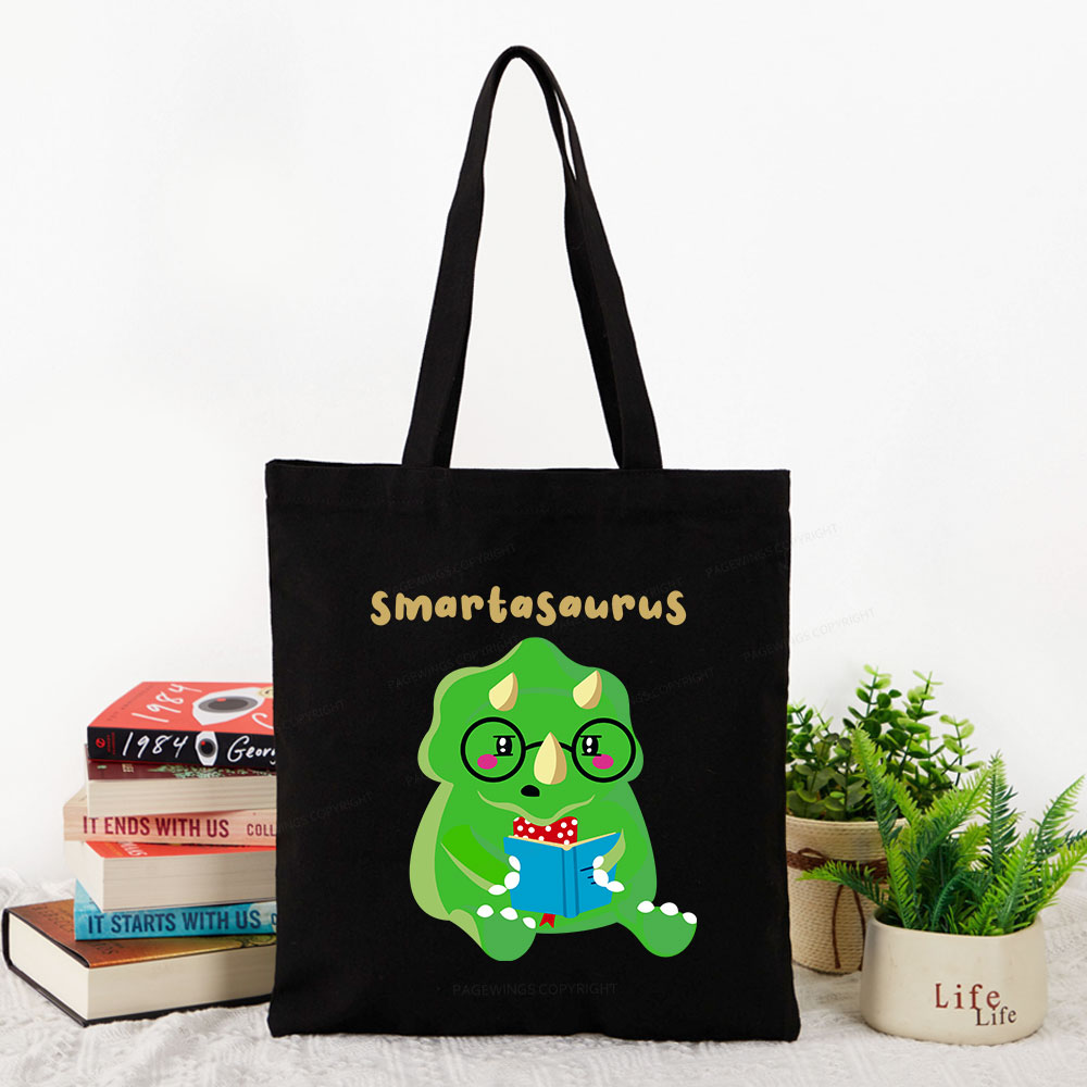 Pagewing Smart Dinosaur Is Reading Seriously Tote Bag