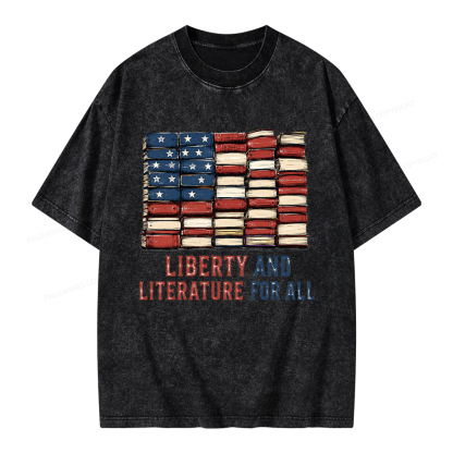 Pagewings Liberty and Literature Unisex Washed T-shirt