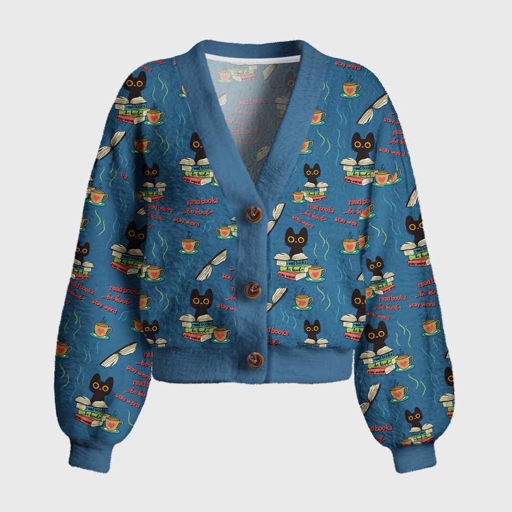 Pagewings Read Books Be Kind Stay Weird 7010X Women's Cardigan Sweater