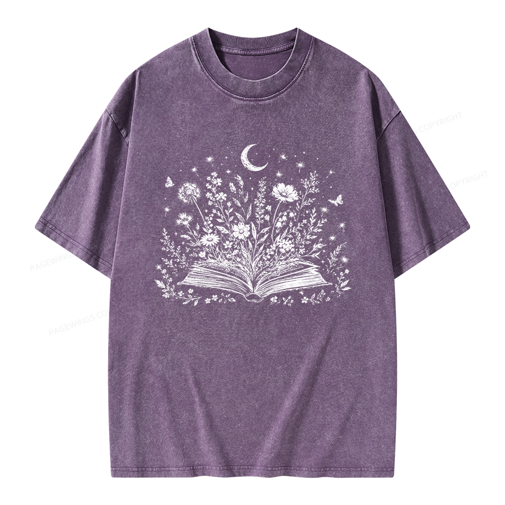 Pagewings Wildflower Book Unisex Washed T-shirt