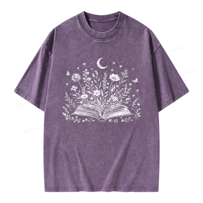Pagewings Wildflower Book Unisex Washed T-shirt