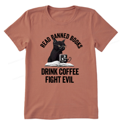 Pagewings Read Books Drink Coffee Fight Evil Shirt Unisex Classic T-shirt