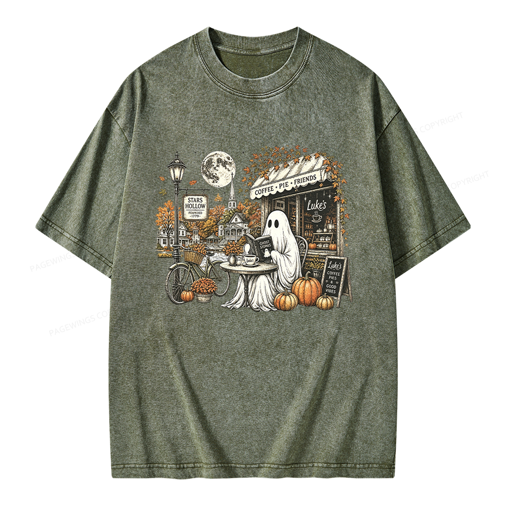 Pagewings Stars Hollow Ghost Unisex Washed T-shirt