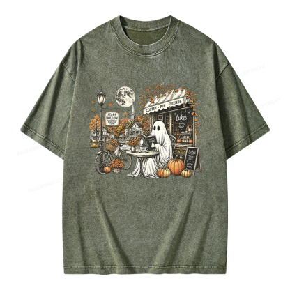 Pagewings Stars Hollow Ghost Unisex Washed T-shirt