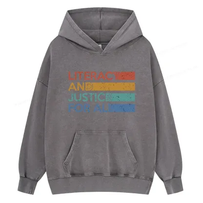 Pagewing Literacy and Justice For All Unisex Washed Hoodie