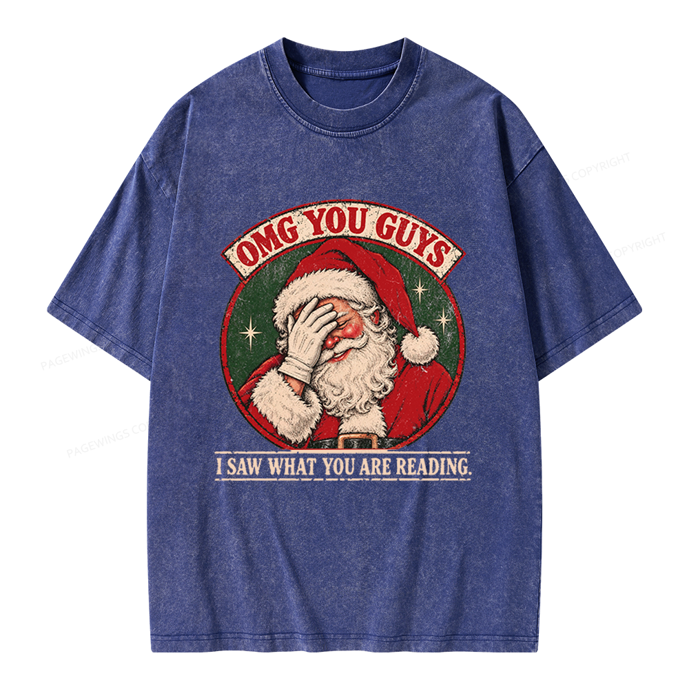 Pagewings Christmas OMG Guys Saw What Reading Unisex Washed T-shirt