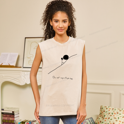 Pagewings One Must Imagine Sisyphus Happy Unisex Washed Tank Top