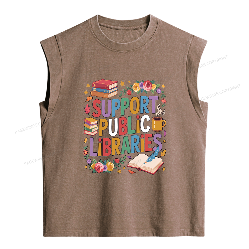 Pagewings Support Public Libraries Women's Washed Tank Top