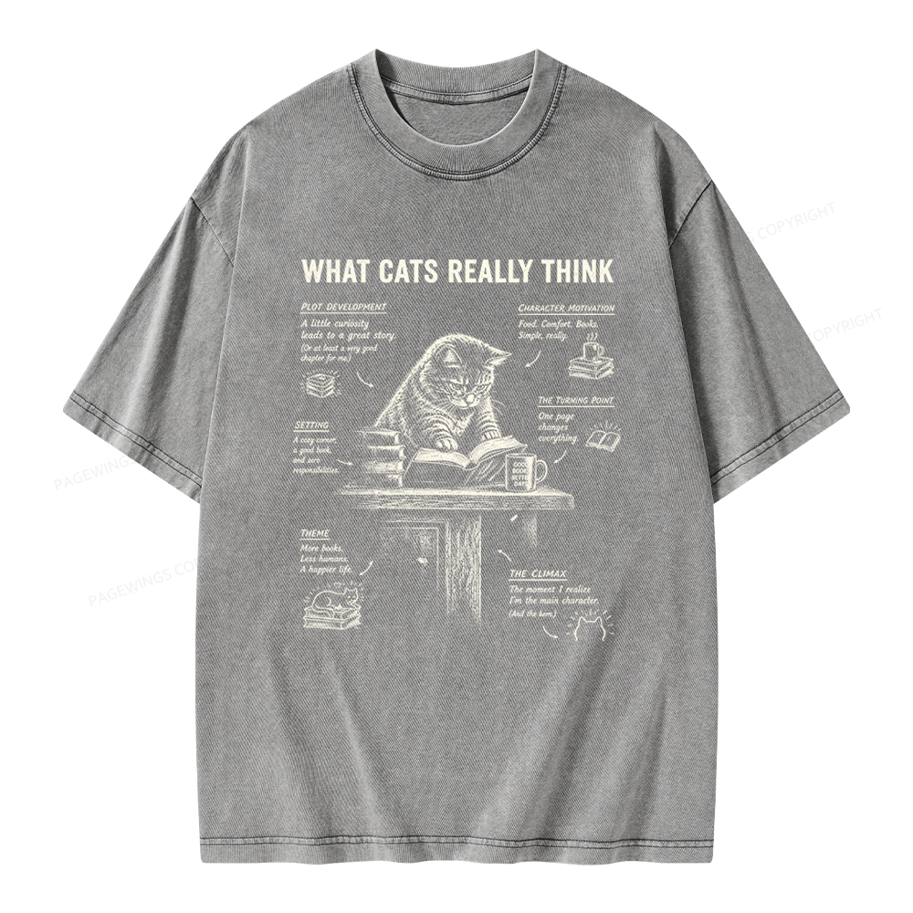 Pagewings What Cats Really Think Unisex Washed T-shirt