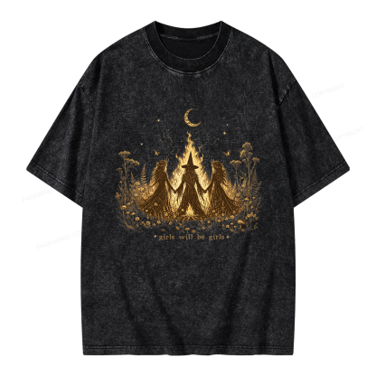 Pagewings Girls Will Be Girls Unisex Washed T-shirt