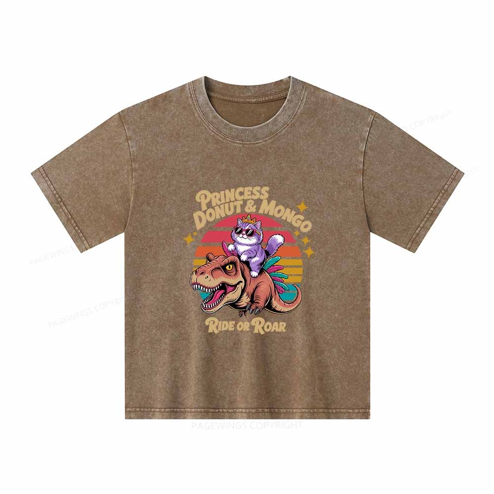 Pagewings Princess Donut & Mongo Unisex Kids Washed T-shirt
