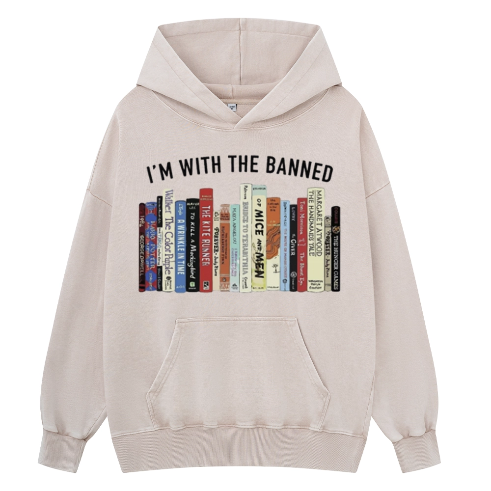 Pagewings I'm With The Banned Reading Unisex Washed Hoodie