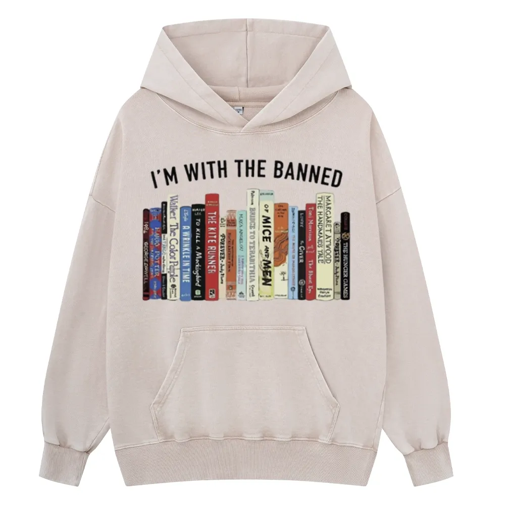 Pagewings I'm With The Banned Reading Unisex Washed Hoodie