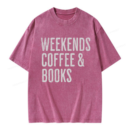 Pagewings Weekends Coffee And Books Unisex Washed T-shirt
