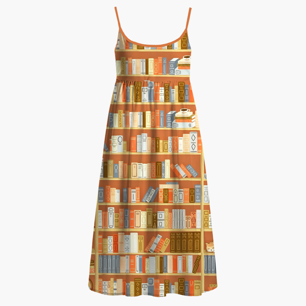 Pagewings Bookish Printed Spaghetti Strap Midi Sundress