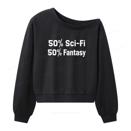 Pagewings 50% Sci-Fi 50% Fantasy Women Off Shoulder Sweatshirt